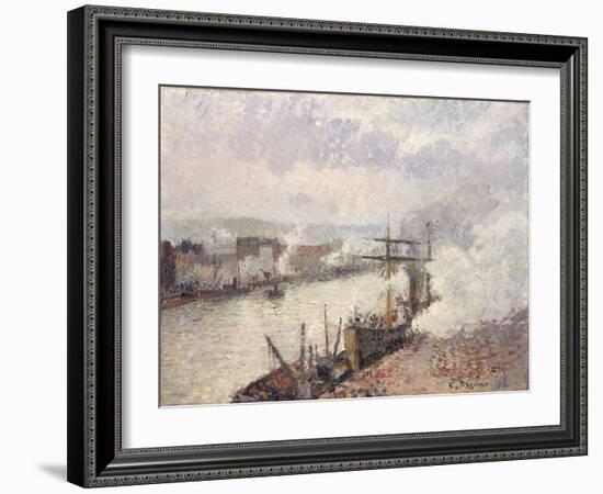 Steamboats in the Port of Rouen, 1896-Camille Pissarro-Framed Giclee Print