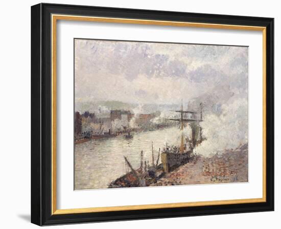 Steamboats in the Port of Rouen, 1896-Camille Pissarro-Framed Giclee Print