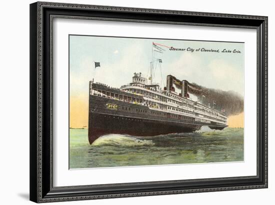 Steamer City of Cleveland, Lake Erie-null-Framed Art Print