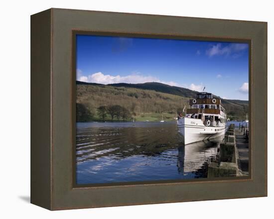 Steamer on Lake Windermere, Lake District National Park, Cumbria, England, United Kingdom-David Hughes-Framed Premier Image Canvas