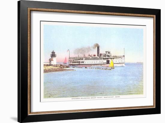 Steamer Rounding Brant Point, Nantucket, Massachusetts-null-Framed Art Print