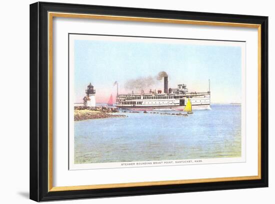 Steamer Rounding Brant Point, Nantucket, Massachusetts-null-Framed Art Print