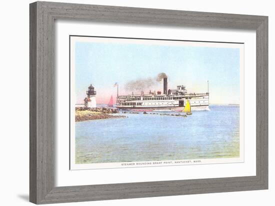 Steamer Rounding Brant Point, Nantucket, Massachusetts-null-Framed Premium Giclee Print