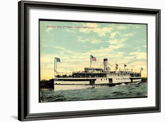 Steamer S.S. City of Toledo, Detroit and Toledo-null-Framed Giclee Print