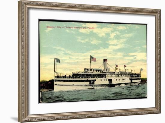 Steamer S.S. City of Toledo, Detroit and Toledo-null-Framed Giclee Print
