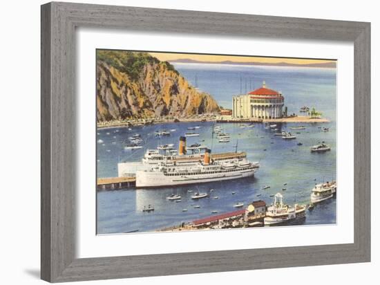 Steamers at Pier, Casino, Catalina, California-null-Framed Art Print