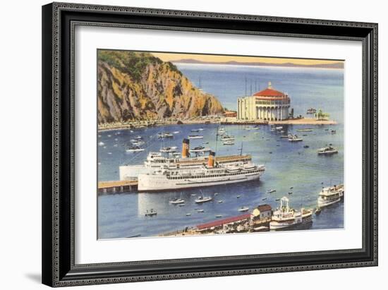 Steamers at Pier, Casino, Catalina, California-null-Framed Art Print