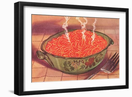 Steaming Bowl of Spaghetti-null-Framed Art Print