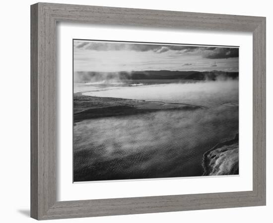 Steaming Pool In Fgnd High Horizon "Fountain Geyser Pool Yellowstone NP" Wyoming 1933-1942-Ansel Adams-Framed Art Print