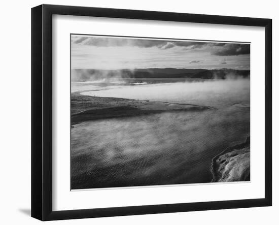 Steaming Pool In Fgnd High Horizon "Fountain Geyser Pool Yellowstone NP" Wyoming 1933-1942-Ansel Adams-Framed Art Print