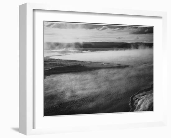 Steaming Pool In Fgnd High Horizon "Fountain Geyser Pool Yellowstone NP" Wyoming 1933-1942-Ansel Adams-Framed Art Print