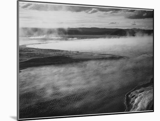 Steaming Pool In Fgnd High Horizon "Fountain Geyser Pool Yellowstone NP" Wyoming 1933-1942-Ansel Adams-Mounted Art Print