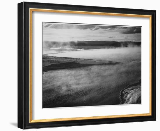 Steaming Pool In Fgnd High Horizon "Fountain Geyser Pool Yellowstone NP" Wyoming 1933-1942-Ansel Adams-Framed Art Print