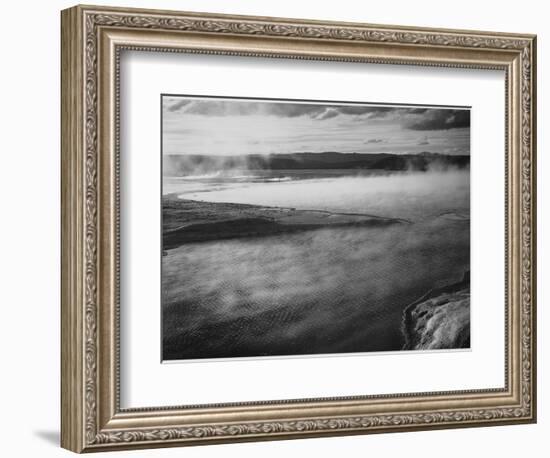 Steaming Pool In Fgnd High Horizon "Fountain Geyser Pool Yellowstone NP" Wyoming 1933-1942-Ansel Adams-Framed Art Print