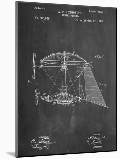 Steampunk Aerial Vessel 1893 Patent-null-Mounted Art Print