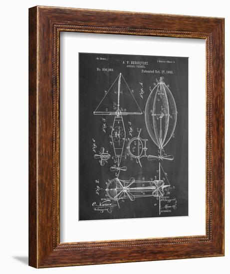 Steampunk Aerial Vessel 1893 Patent--Framed Art Print