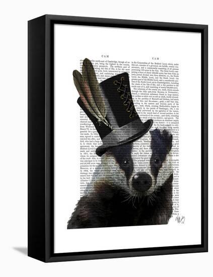 Steampunk Badger in Top Hat-Fab Funky-Framed Stretched Canvas