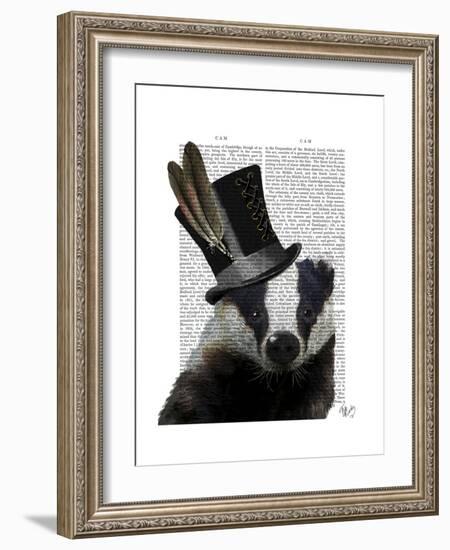 Steampunk Badger in Top Hat-Fab Funky-Framed Premium Giclee Print