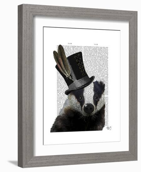 Steampunk Badger in Top Hat-Fab Funky-Framed Premium Giclee Print