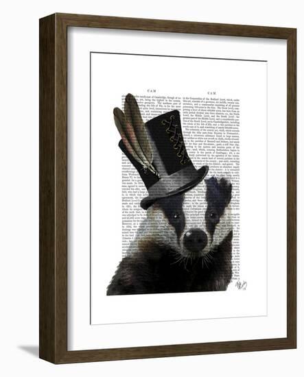 Steampunk Badger in Top Hat-Fab Funky-Framed Premium Giclee Print