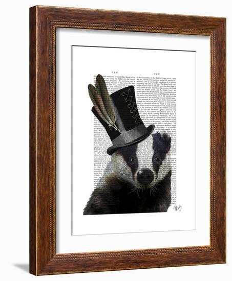 Steampunk Badger in Top Hat-Fab Funky-Framed Premium Giclee Print