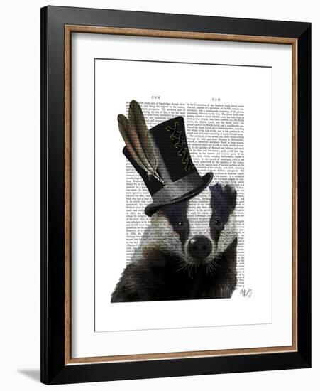 Steampunk Badger in Top Hat-Fab Funky-Framed Premium Giclee Print