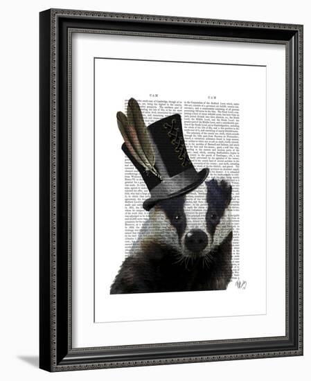 Steampunk Badger in Top Hat-Fab Funky-Framed Premium Giclee Print