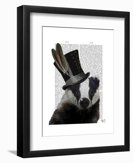 Steampunk Badger in Top Hat-Fab Funky-Framed Art Print