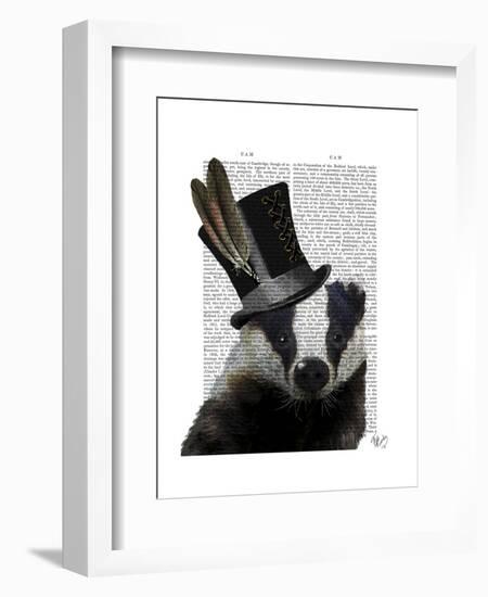 Steampunk Badger in Top Hat-Fab Funky-Framed Art Print