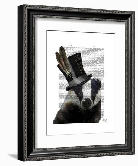 Steampunk Badger in Top Hat-Fab Funky-Framed Art Print