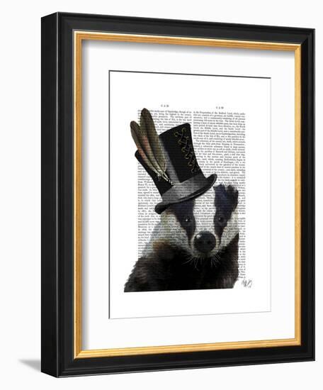 Steampunk Badger in Top Hat-Fab Funky-Framed Art Print