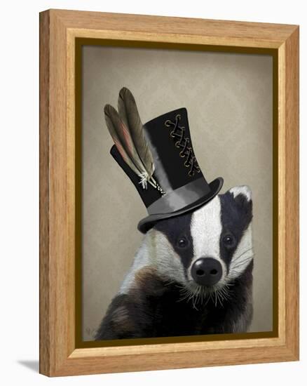 Steampunk Badger in Top Hat-Fab Funky-Framed Stretched Canvas