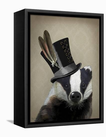 Steampunk Badger in Top Hat-Fab Funky-Framed Stretched Canvas