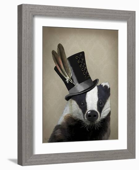 Steampunk Badger in Top Hat-Fab Funky-Framed Art Print