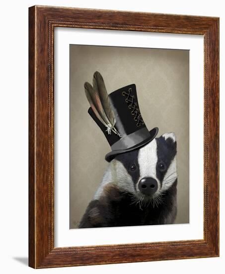 Steampunk Badger in Top Hat-Fab Funky-Framed Art Print