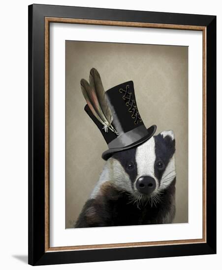 Steampunk Badger in Top Hat-Fab Funky-Framed Art Print