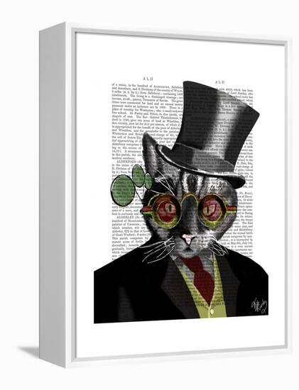 Steampunk Cat - Top Hat and red yellow glasses-Fab Funky-Framed Stretched Canvas