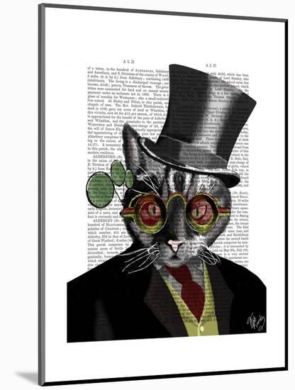 Steampunk Cat - Top Hat and red yellow glasses-Fab Funky-Mounted Art Print