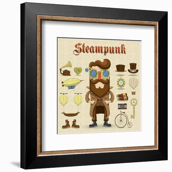 Steampunk Collage-null-Framed Premium Giclee Print