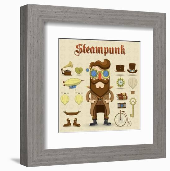 Steampunk Collage-null-Framed Premium Giclee Print