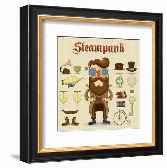 Steampunk Collage-null-Framed Premium Giclee Print