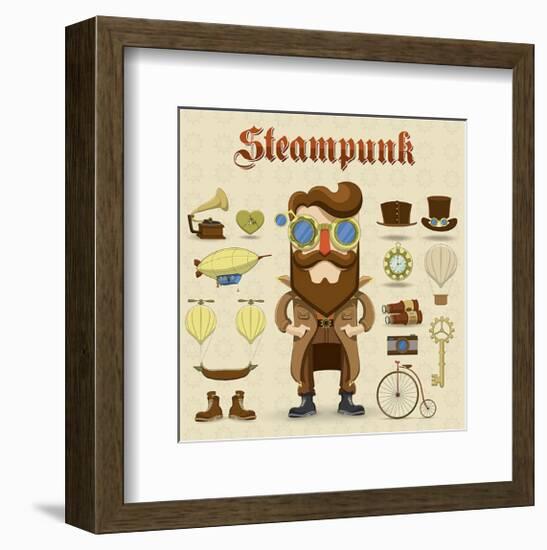 Steampunk Collage-null-Framed Premium Giclee Print