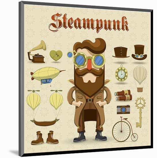 Steampunk Collage-null-Mounted Art Print