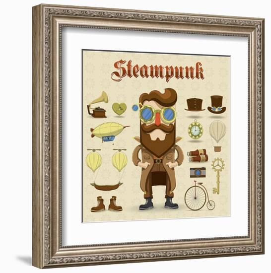 Steampunk Collage-null-Framed Art Print