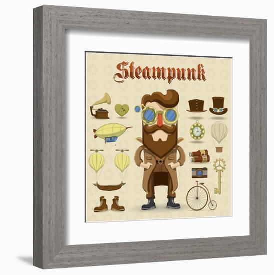 Steampunk Collage-null-Framed Art Print