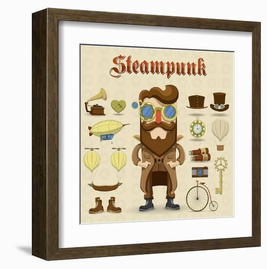 Steampunk Collage-null-Framed Art Print