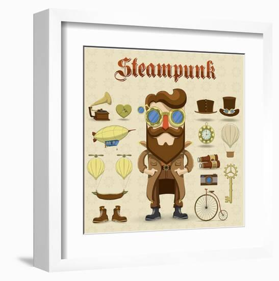 Steampunk Collage-null-Framed Art Print