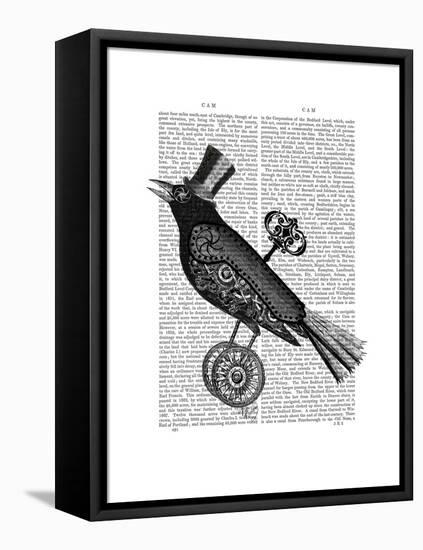 Steampunk Crow-Fab Funky-Framed Stretched Canvas