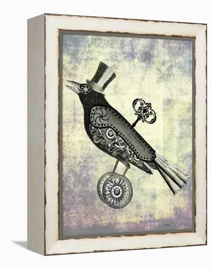 Steampunk Crow-Fab Funky-Framed Stretched Canvas