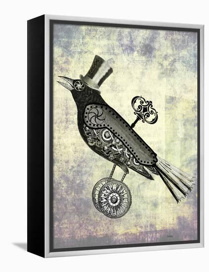 Steampunk Crow-Fab Funky-Framed Stretched Canvas